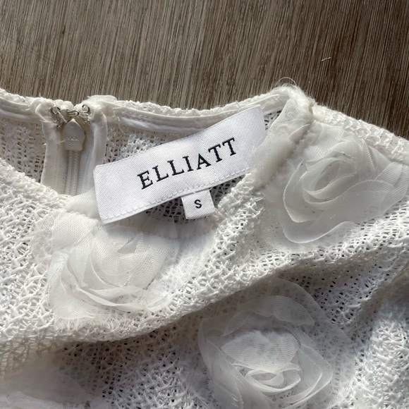 elliatt yara white 3d floral rosette sheer long sleeve mini bridal dress small - Picture 4 of 9